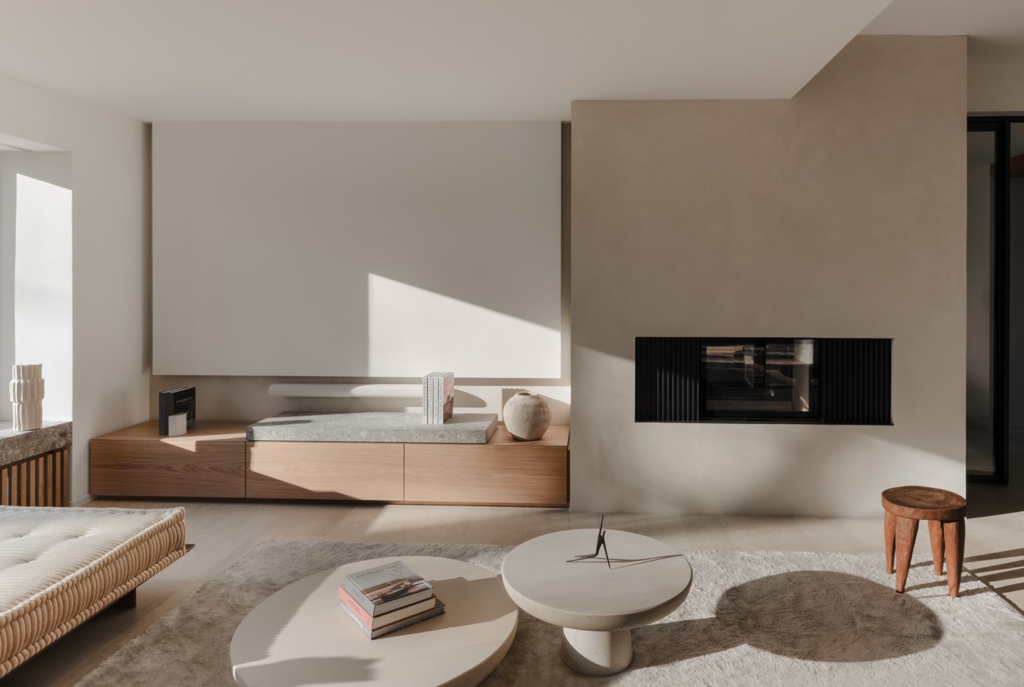 sanierung einfamilienhaus lounge sideboard leinwand kamin